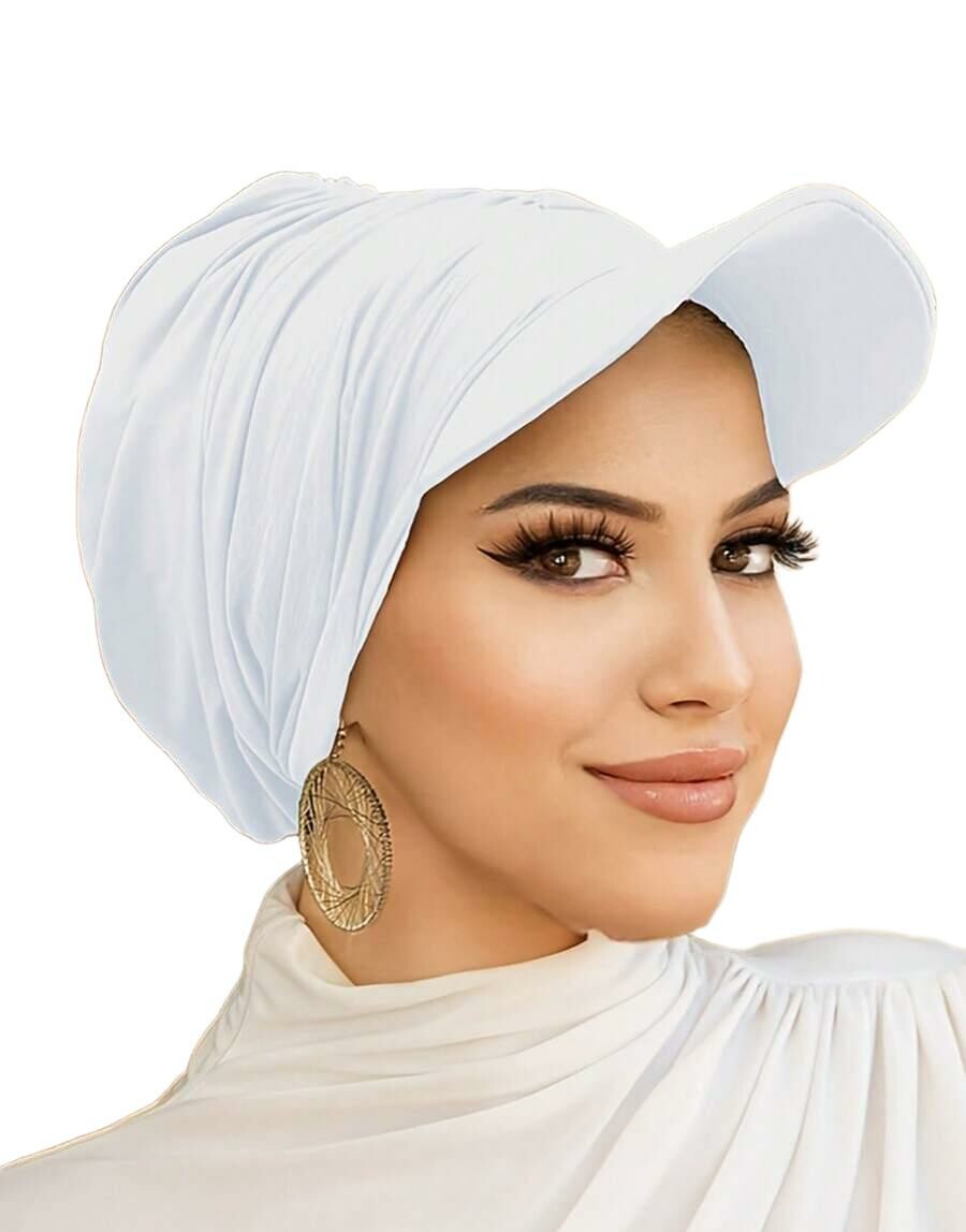 BIAŁY TURBAN Z DASZKIEM