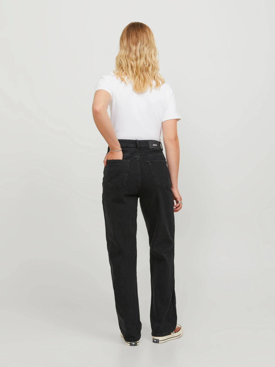 CZARNE PROSTE SPODNIE JEANS WYSOKI STAN