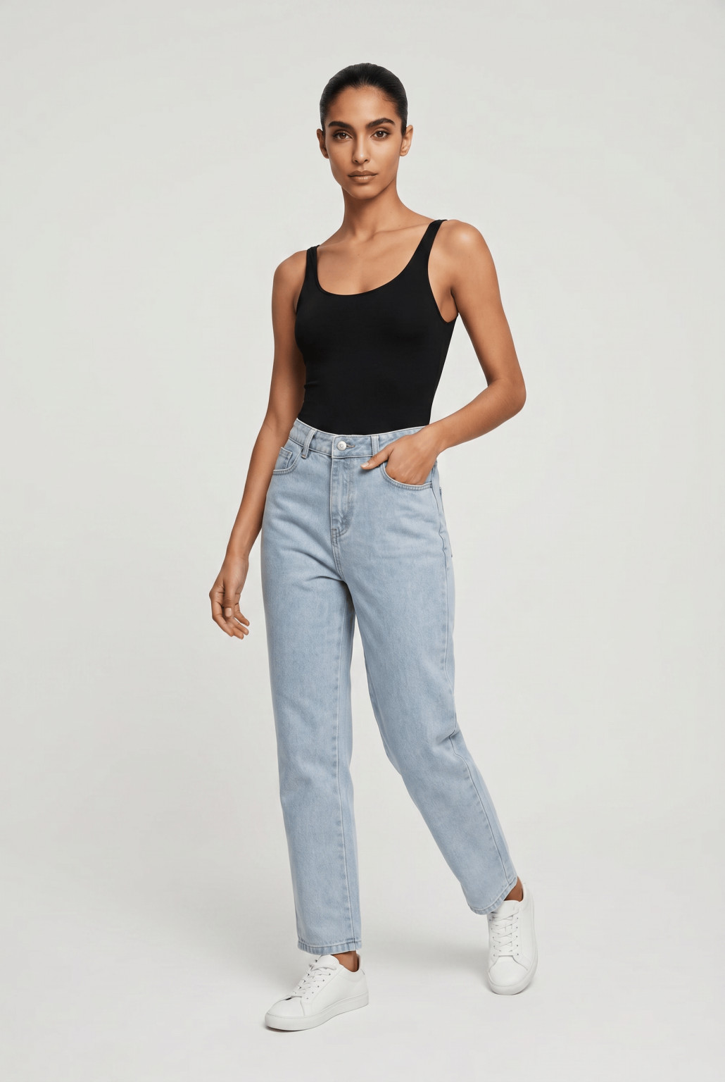 NIEBIESKIE PROSTE SPODNIE JEANS