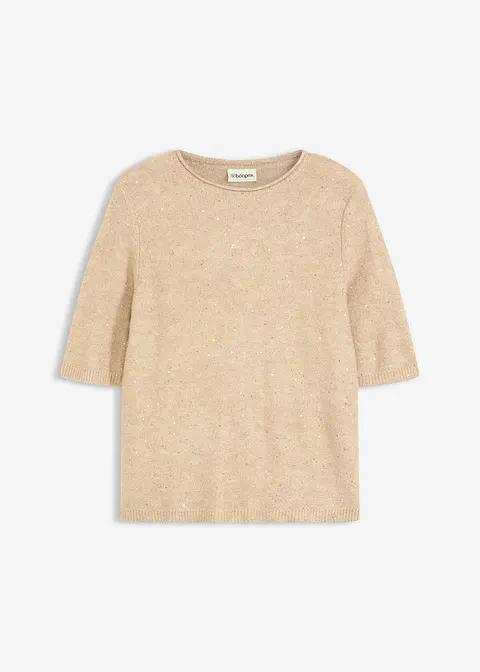 SWETER CEKINOWY Z KRÓTKIM RĘKAWEM 