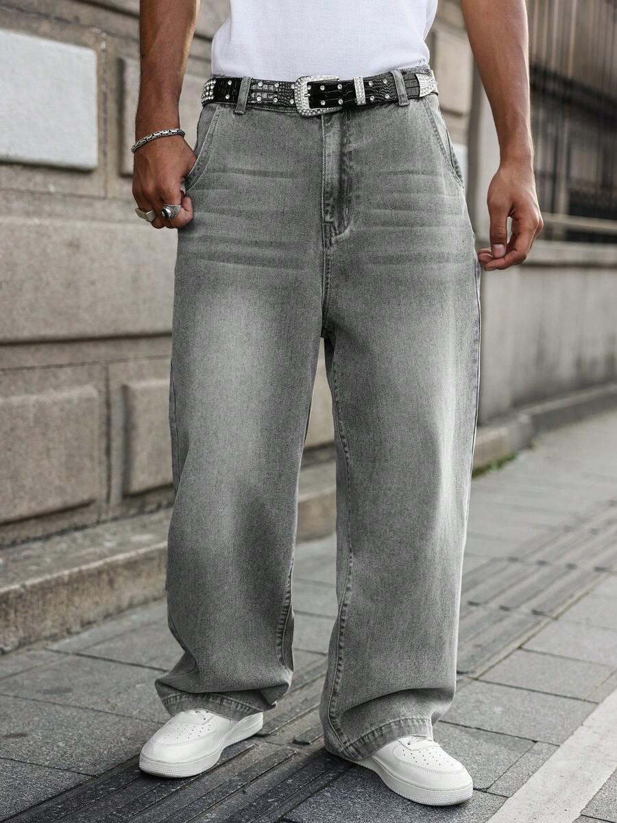 SZARE SPODNIE JEANS