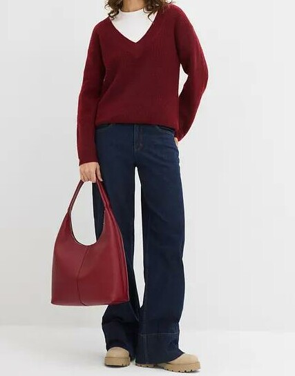DZIANINOWY SWETER Z W SEREK
