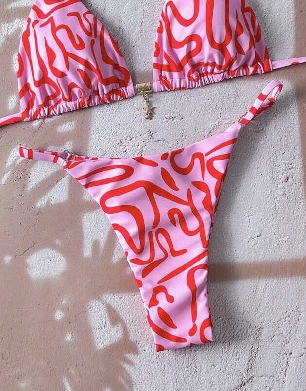 różowy dół od bikini print