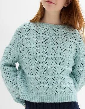 GRUBY SWETER W AŻUROWY WZÓR