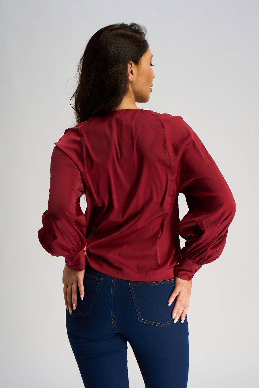 satynowy czerwony top T43-2122K-AF