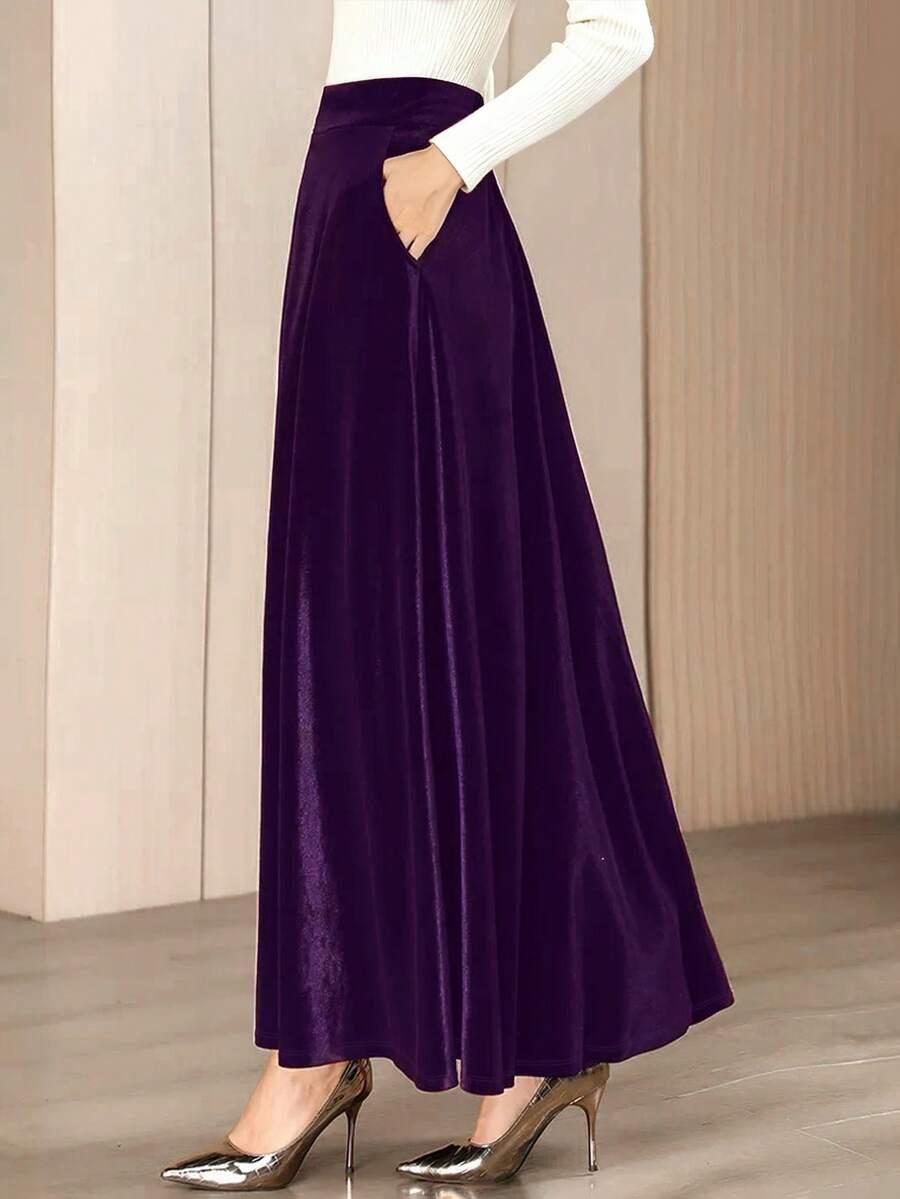 fioletowa spódnica maxi