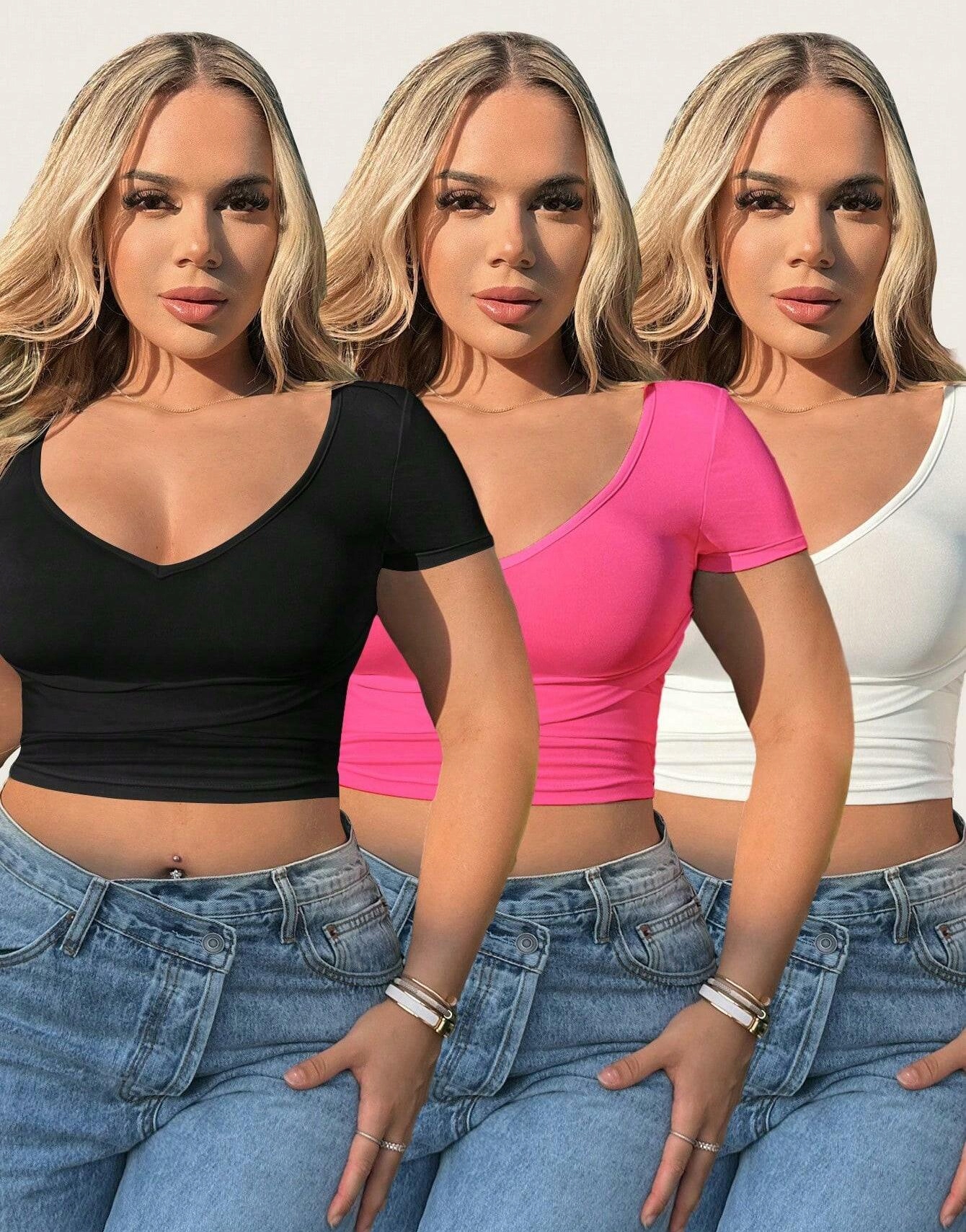 top z krótkim rękawem 3-pack