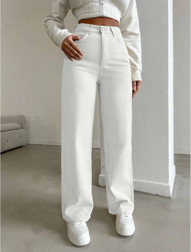 BIAŁE SPODNIE JEANS