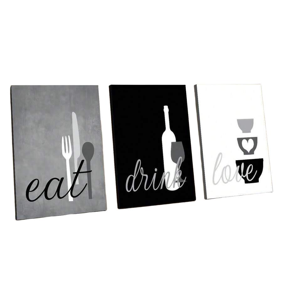  plakat na ścianę motyw "eat, drink, love"