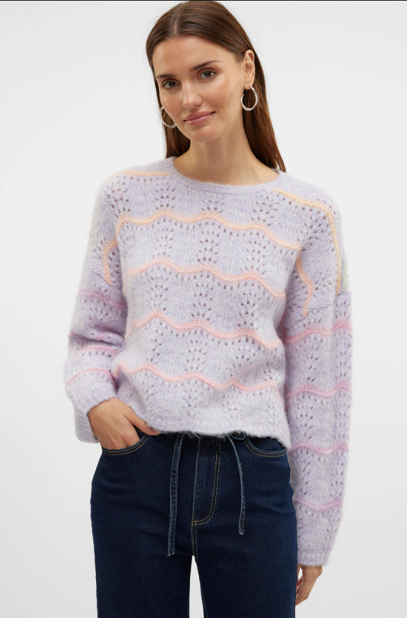 sweter okrągły dekolt zdobienia