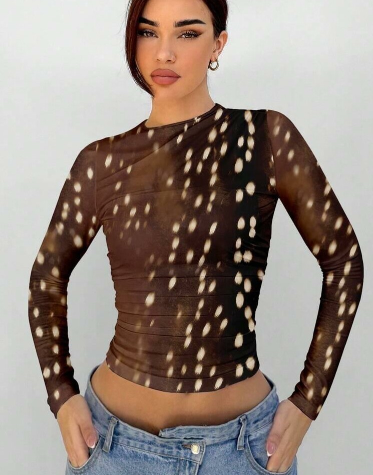 bluzka długi rękaw animal print