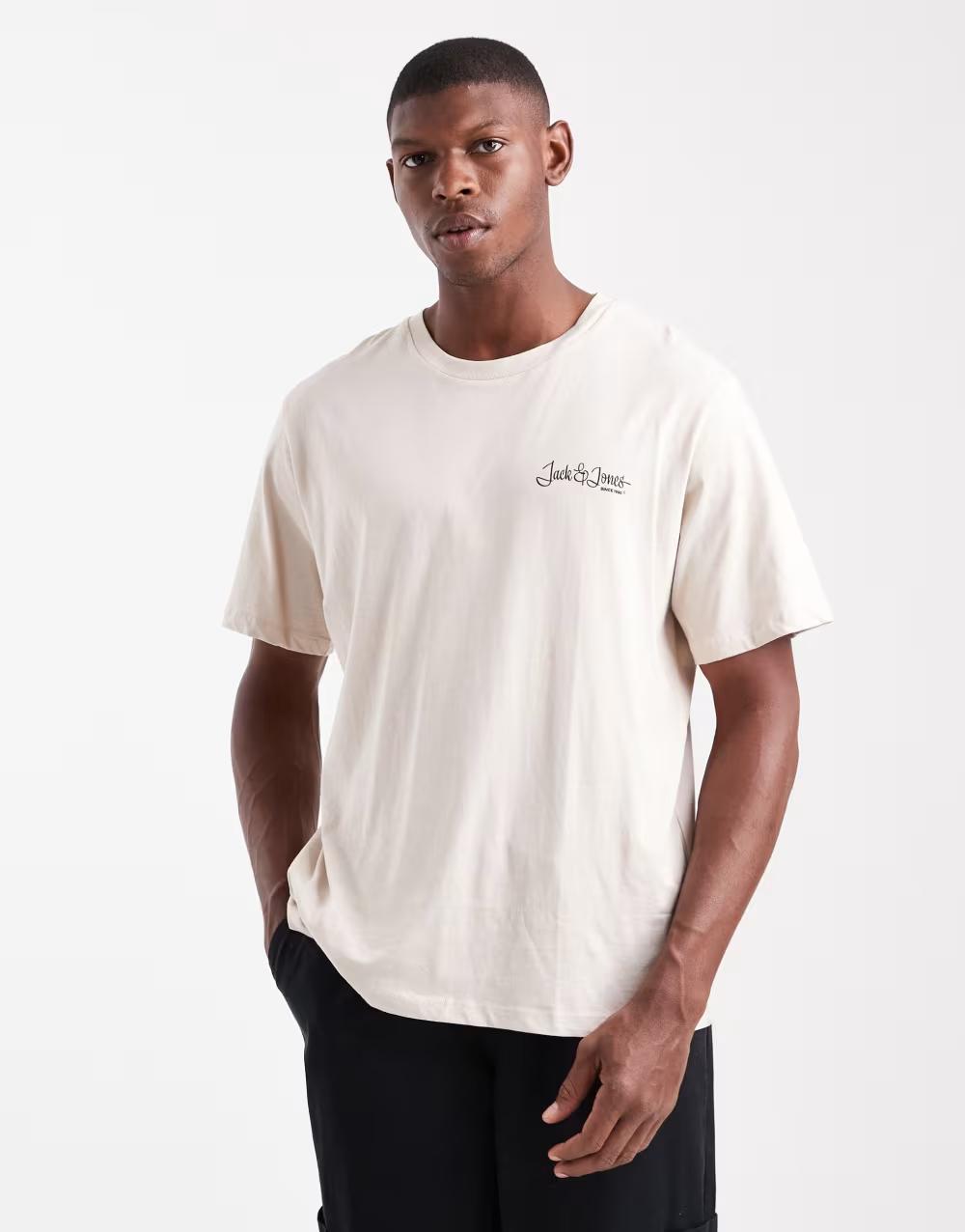 beżowy t-shirt print