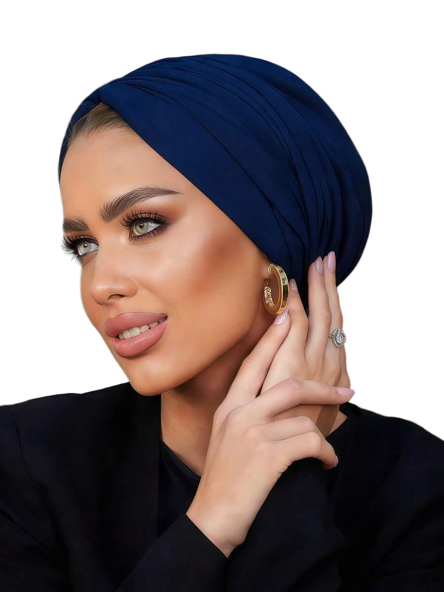 granatowy turban na głowę
