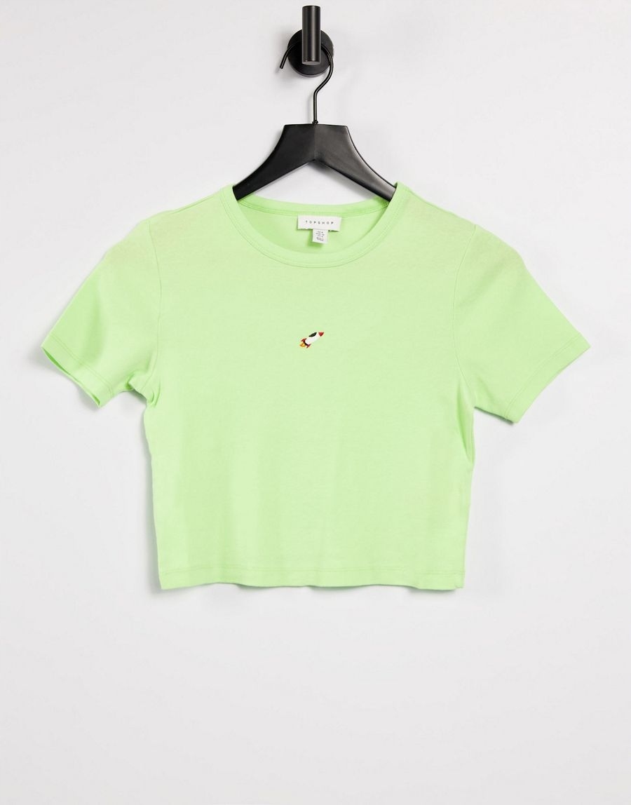 zielony T-shirt haft