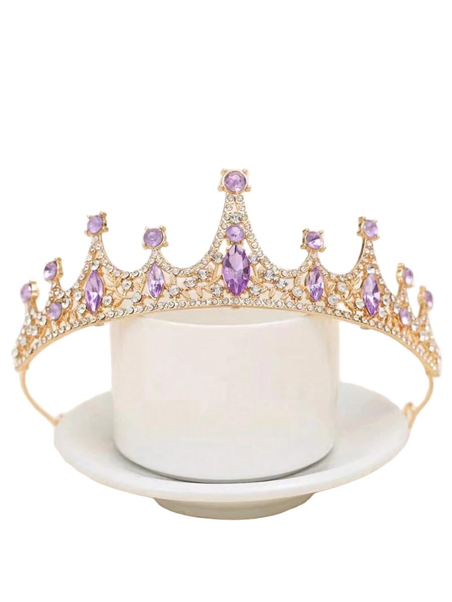 złota tiara fioletowe kamienie
