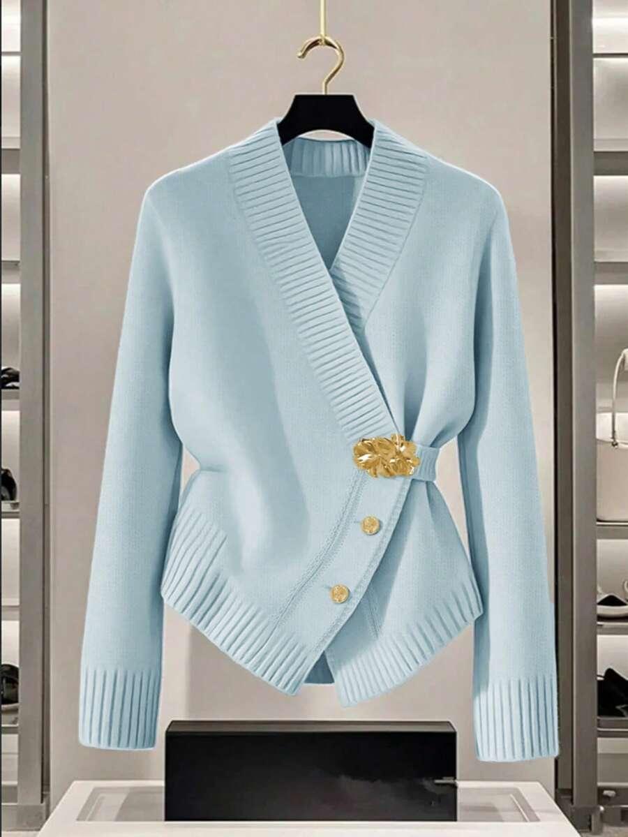 NIEBIESKI DZIANINOWY SWETER