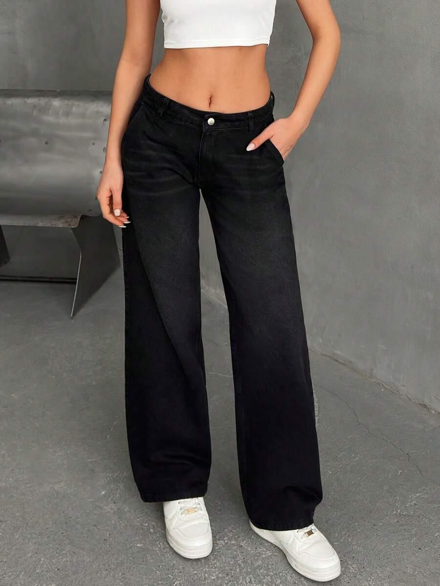 CZARNE SPODNIE JEANS