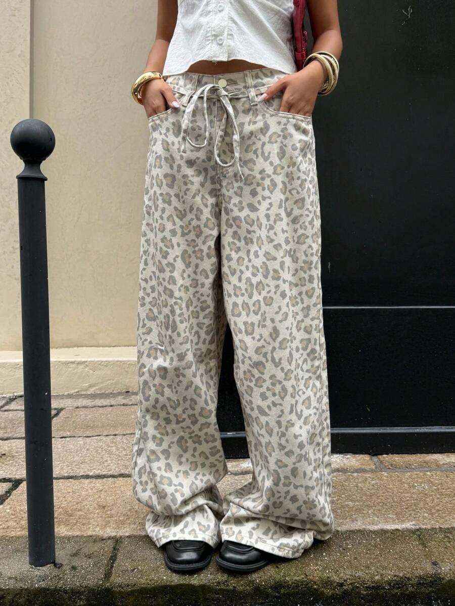 SPODNIE JEANS ANIMAL PRINT