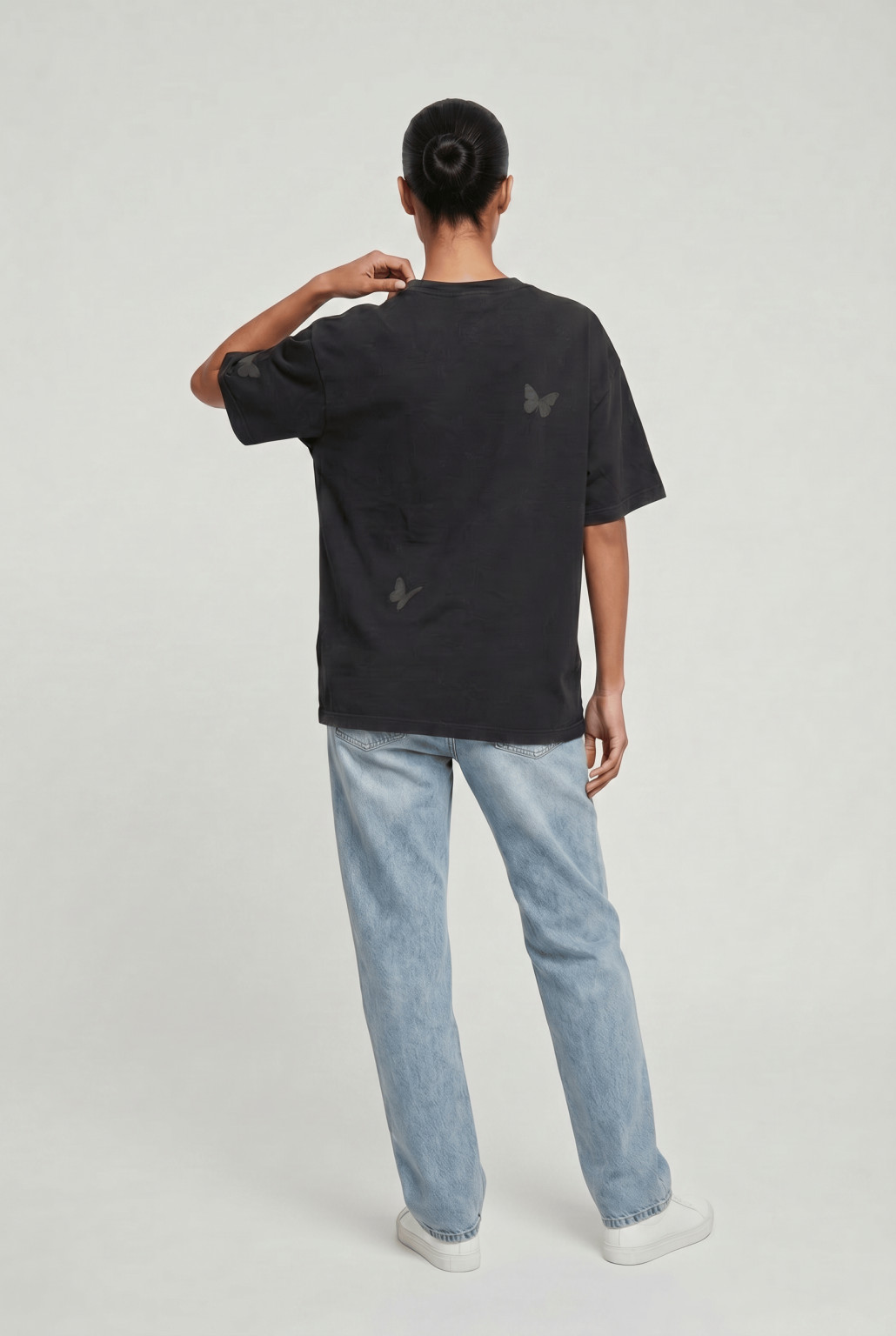 czarny t-shirt oversize NADRUK