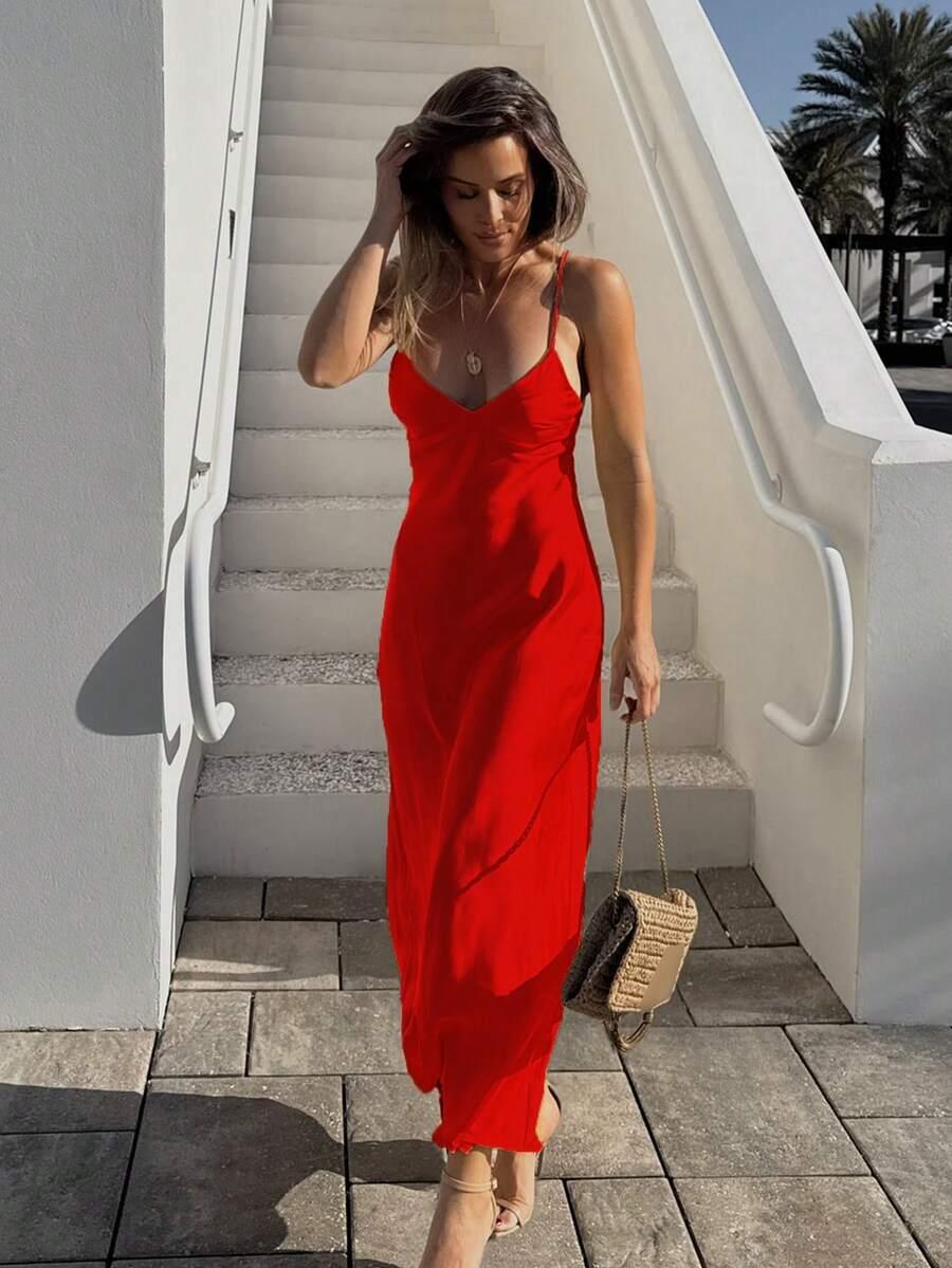 satynowa maxi sukienka