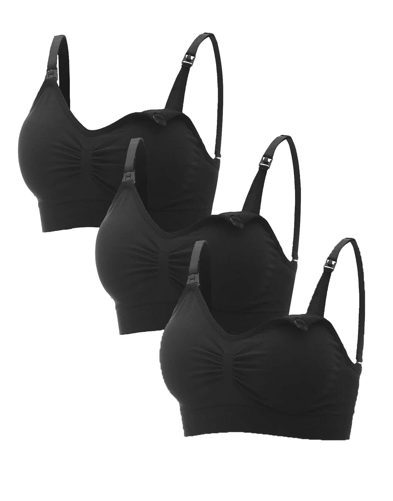 bezszwowy czarny biustonosz do karmienia 3-pack