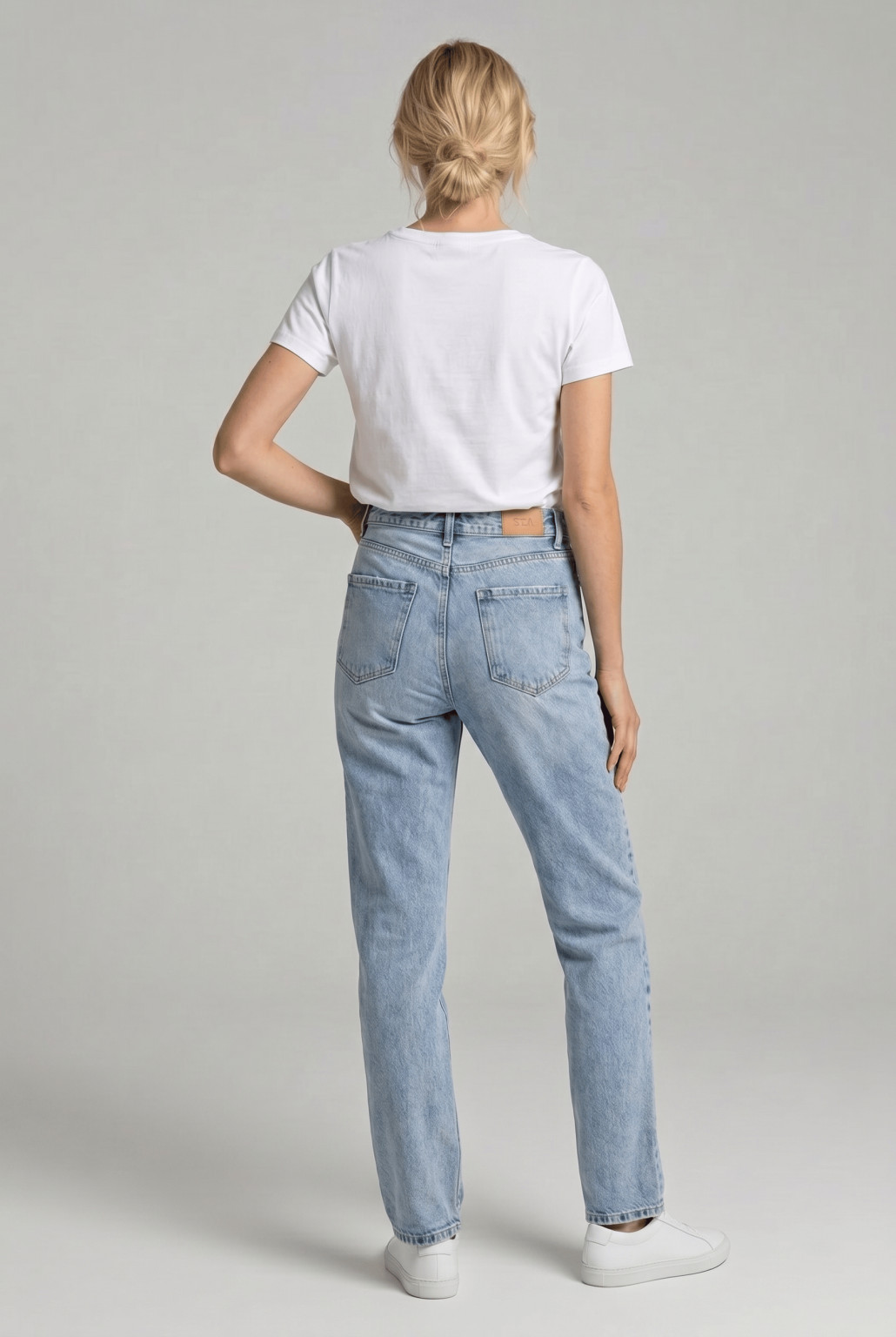 proste spodnie jeans wysoki stan