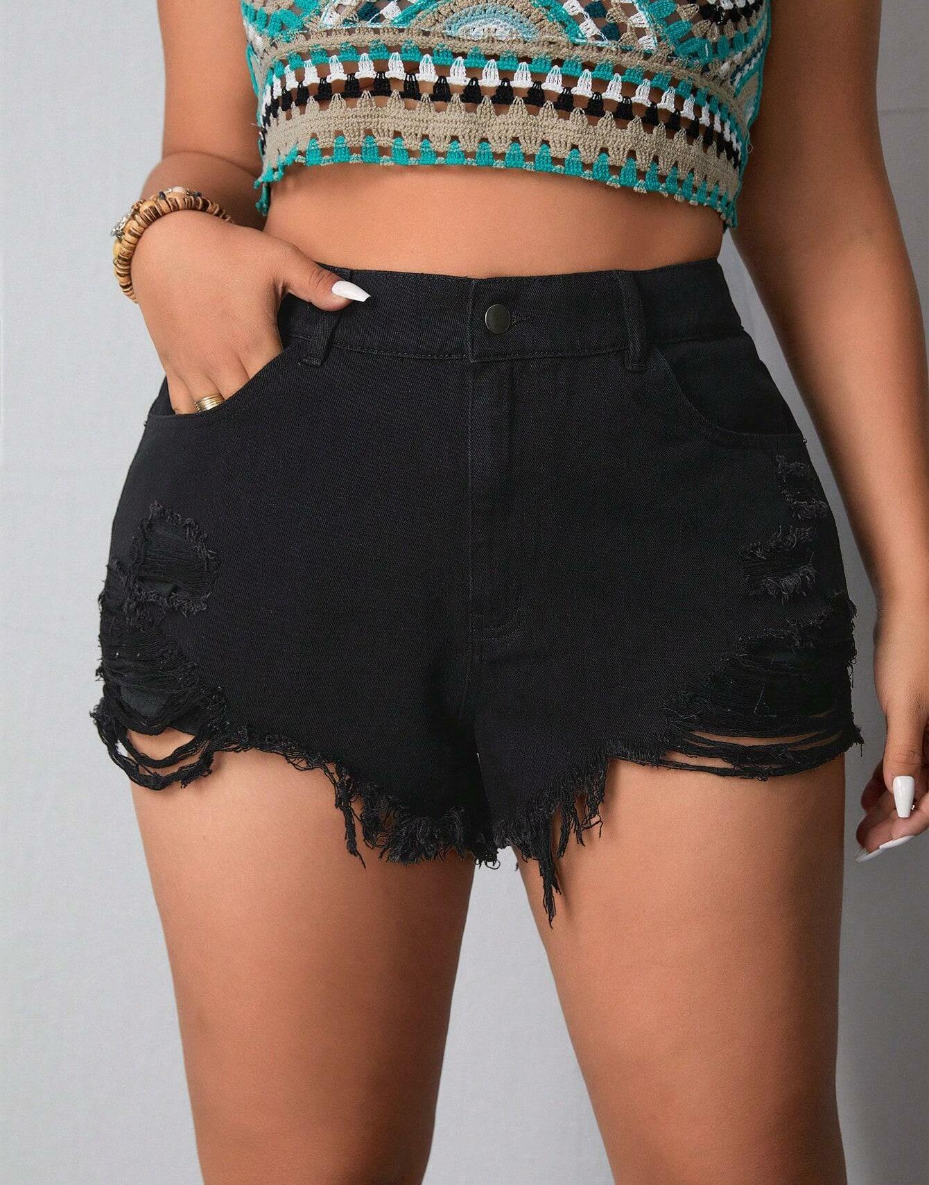 czarne spodenki jeans
