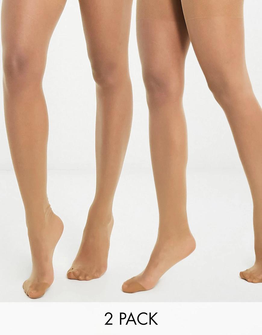 KLASYCZNE GŁADKIE BEŻOWE RAJSTOPY 15DEN 2-PACK