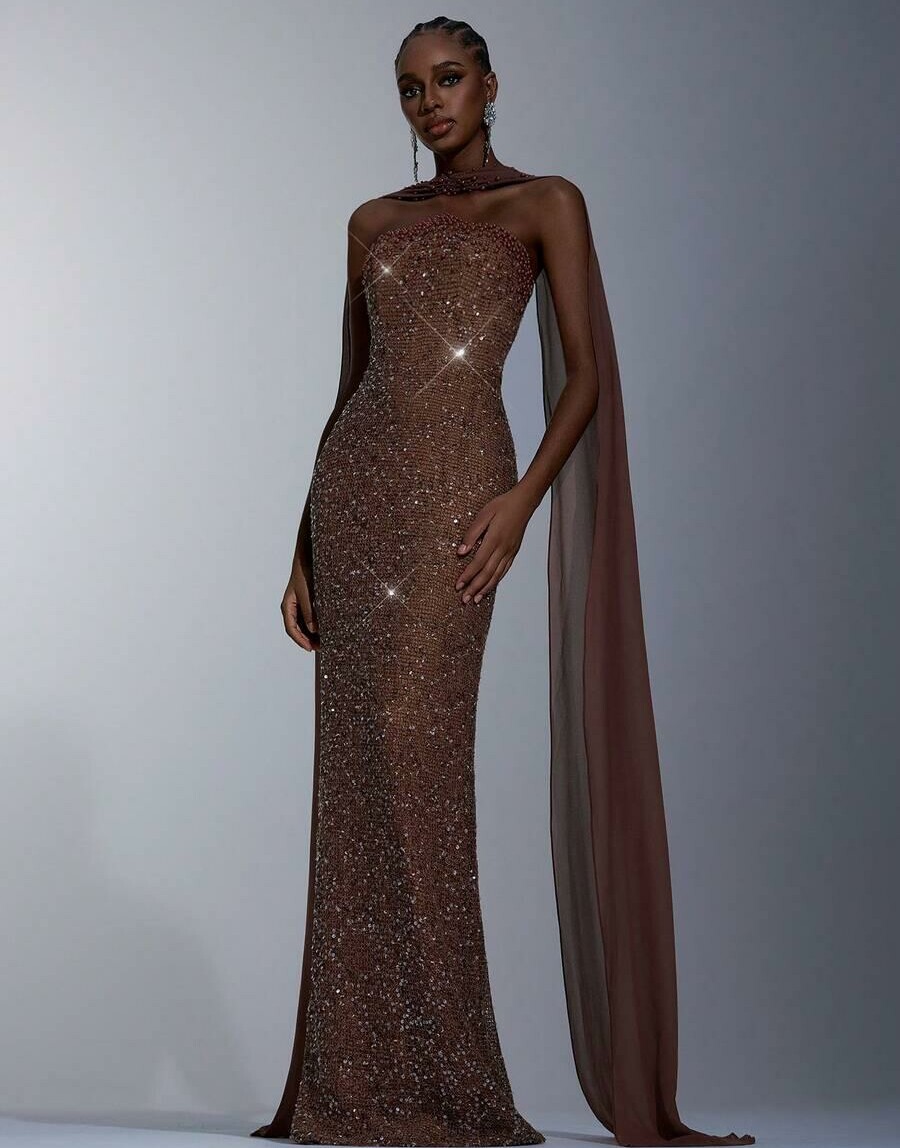 ELEGANCKA SUKIENKA MAXI ODKRYTE RAMIONA CEKINY