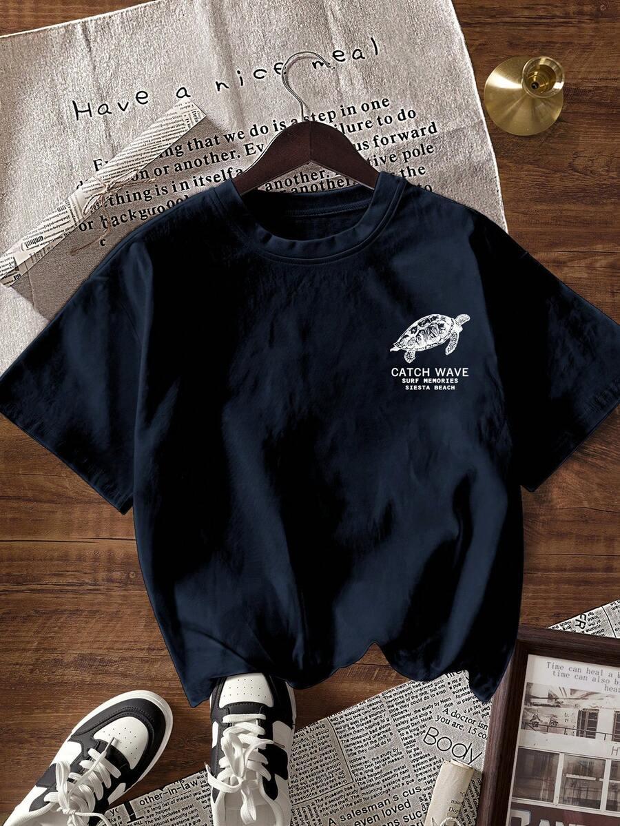 granatowy t-shirt print