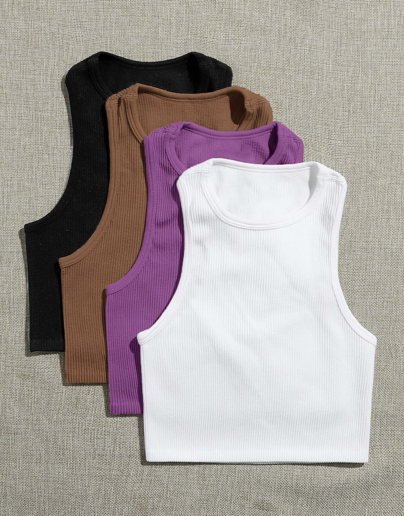 top bez rękawów prążki 4 pack