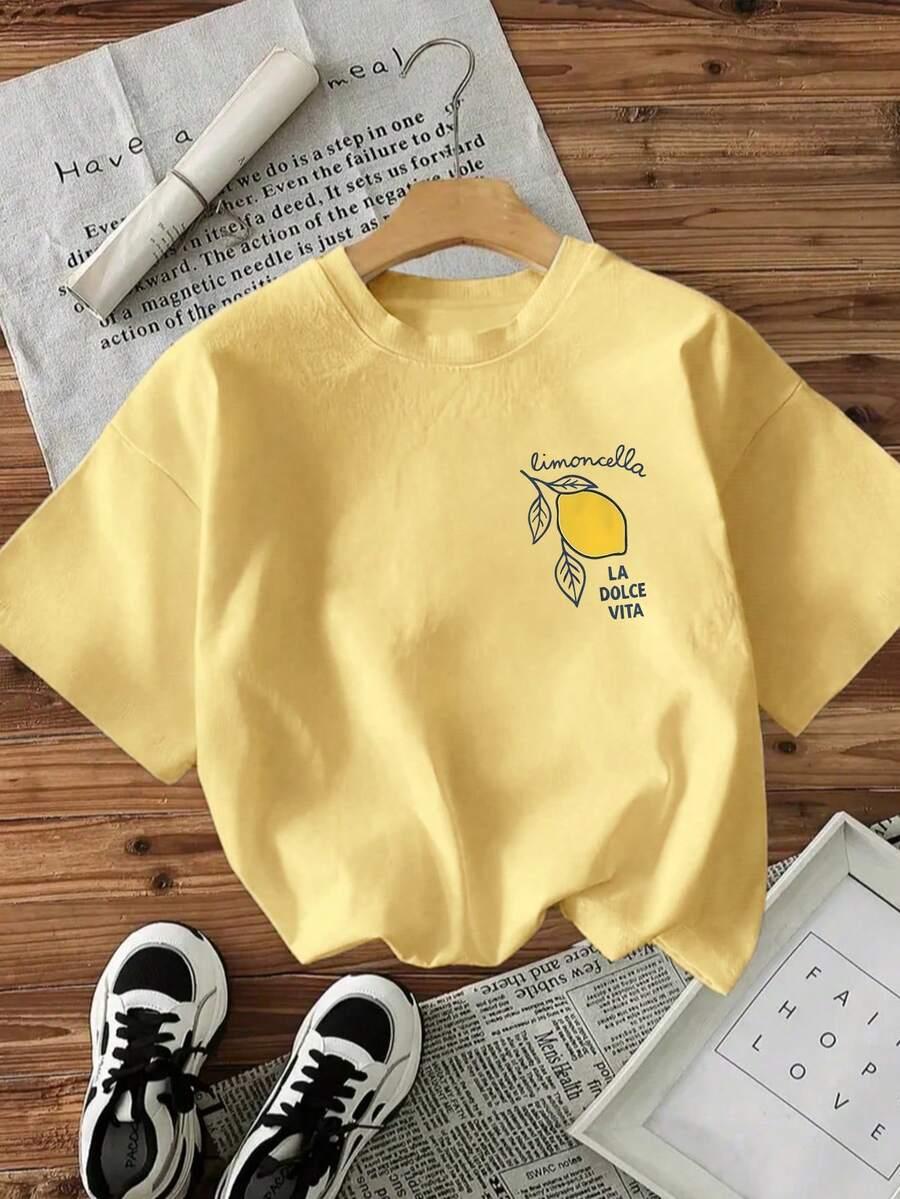 żółty t-shirt nadruk