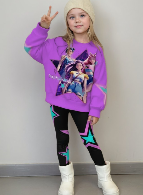 BLUZA LEGGINSY NADRUK KOMPLET