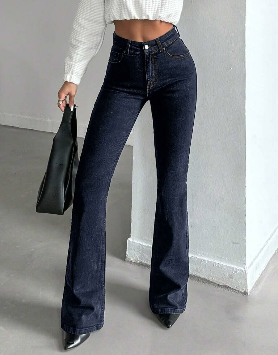spodnie flare leg jeans wysoki stan
