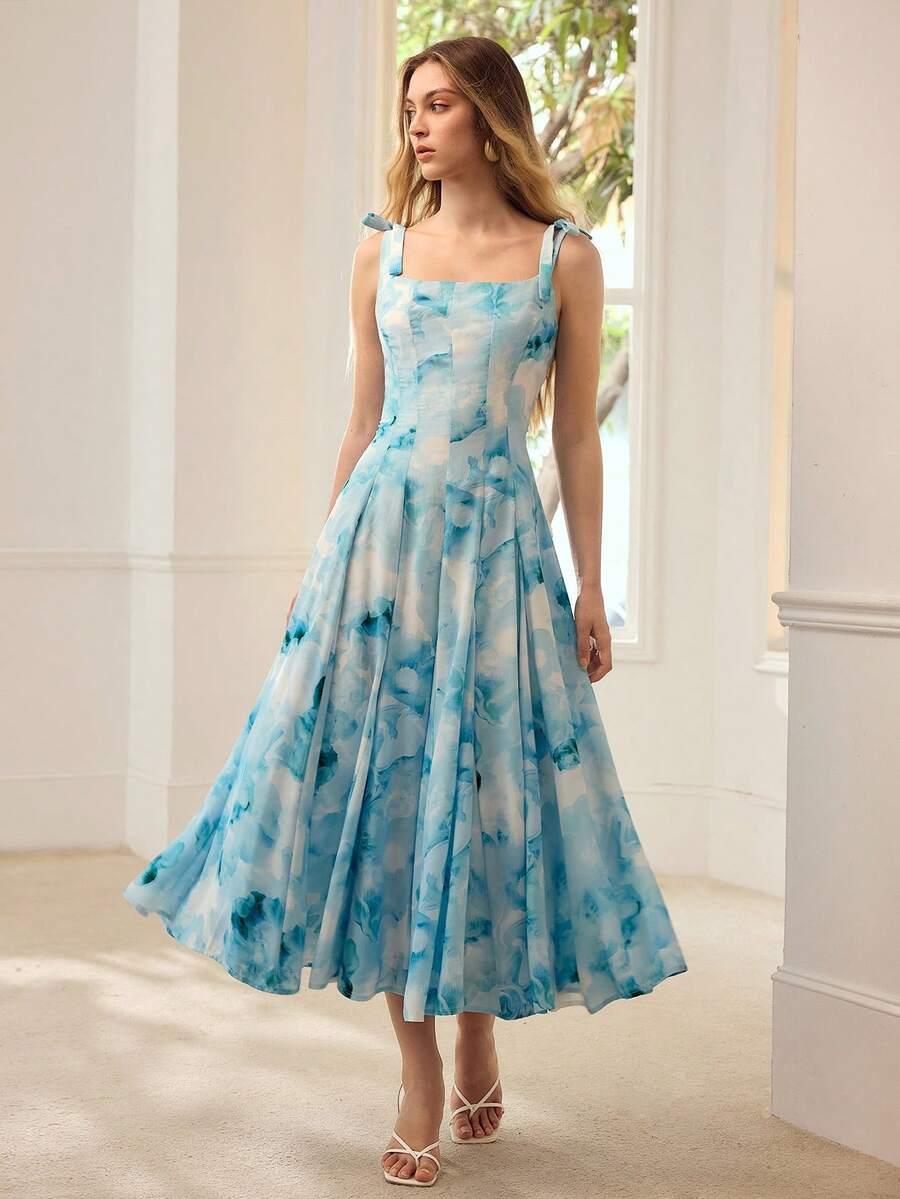 niebieska midi sukienka