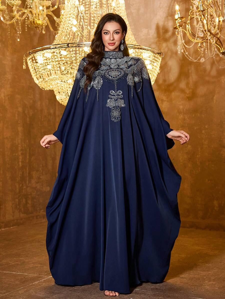 granatowa maxi sukienka oversize