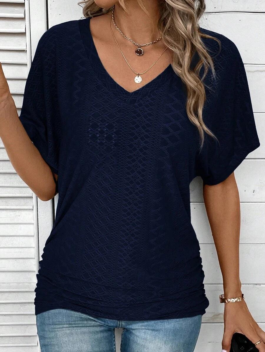 granatowa bluzka v-neck 