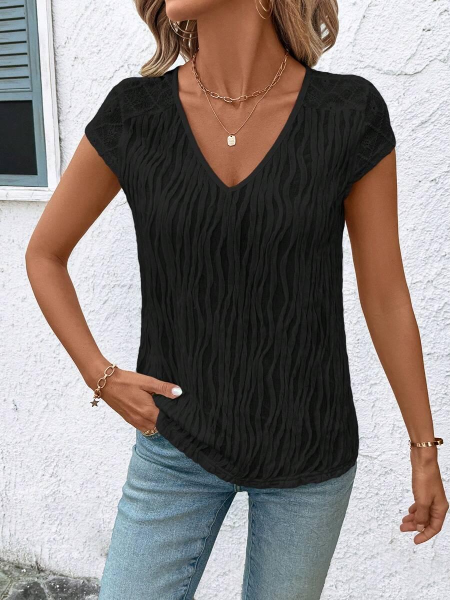 czarna bluzka v neck