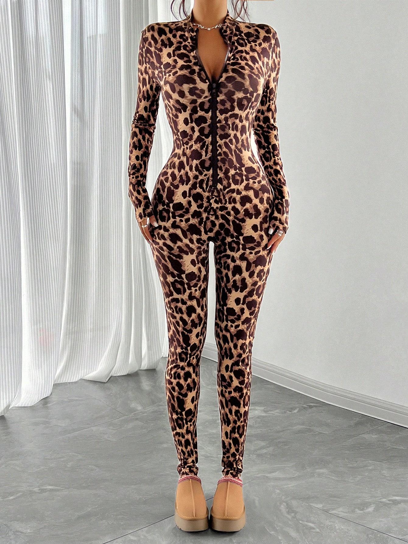 KOMBINEZON DŁUGI RĘKAW LEOPARD PRINT