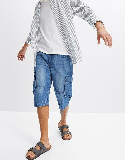 JEANSOWE SPODENKI MĘSKIE ZA KOLANO PLUS SIZE