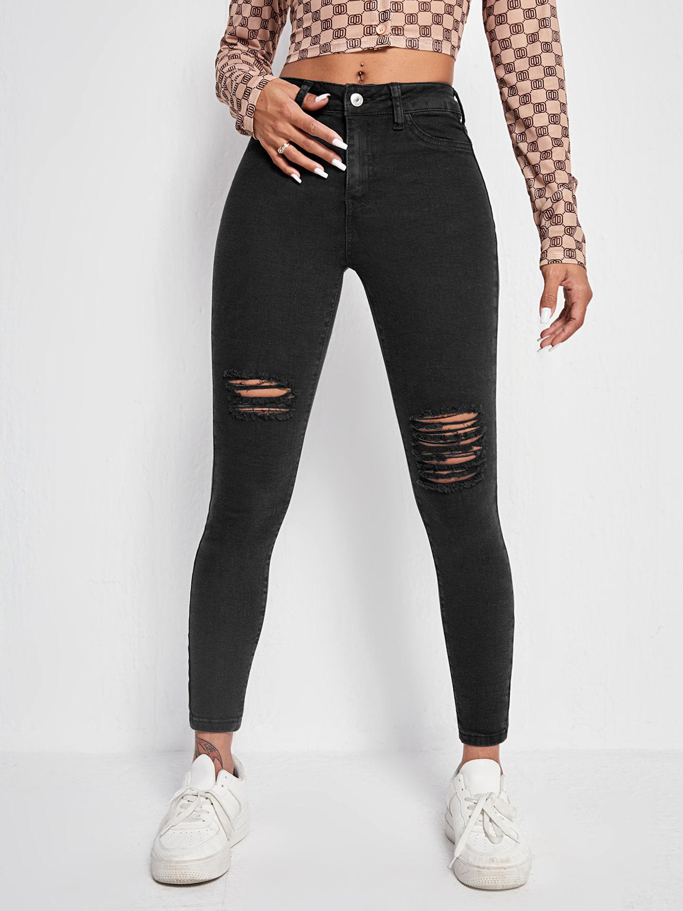SPODNIE JEANS RURKI RIPPED
