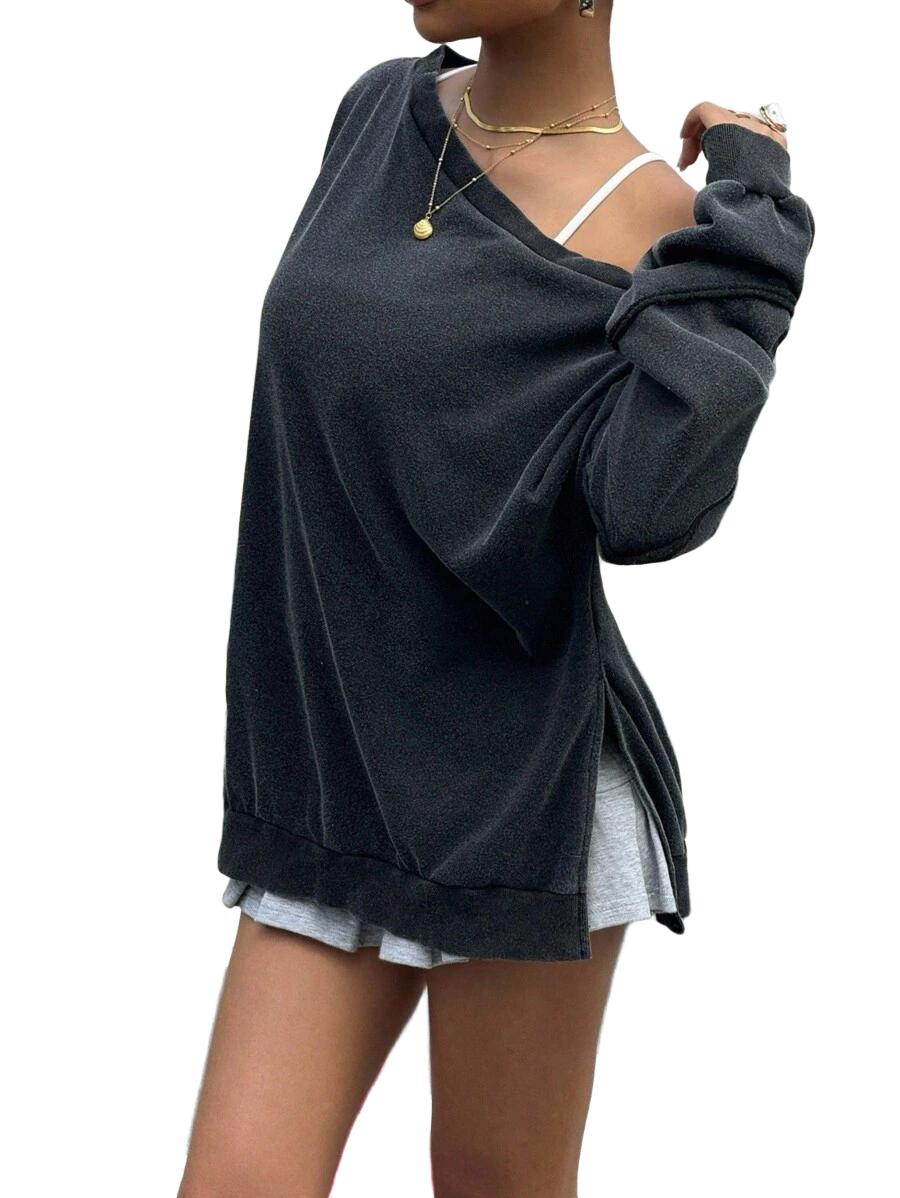 SZARA BLUZA ASYMETRIA
