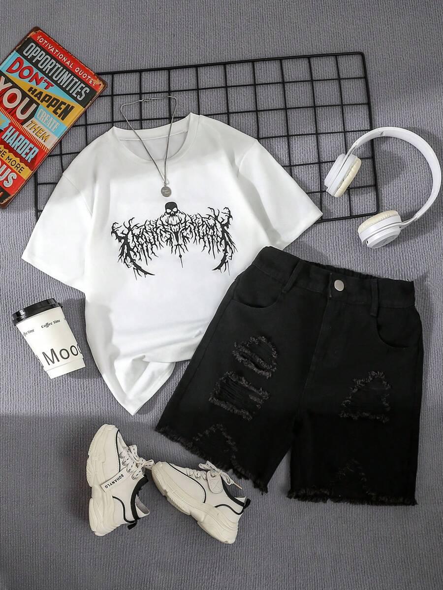 T-SHIRT SPODENKI JEANS KOMPLET