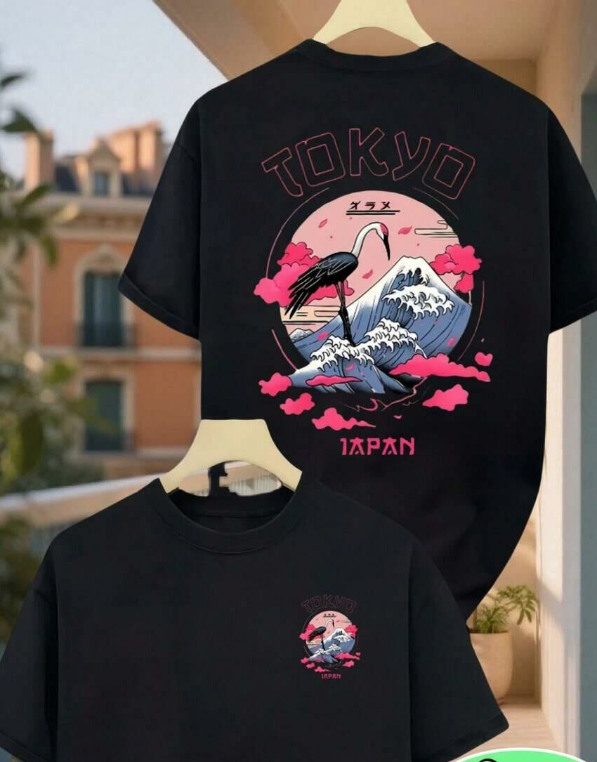 czarny t-shirt nadruk