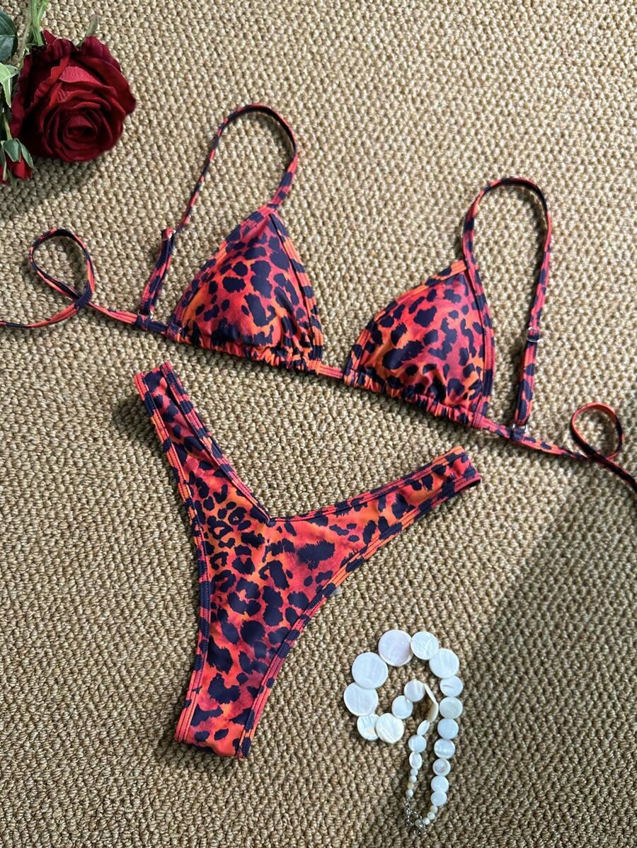 dwuczęściowy strój kąpielowy animal print