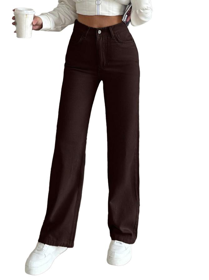 BRĄZOWE SPODNIE JEANS