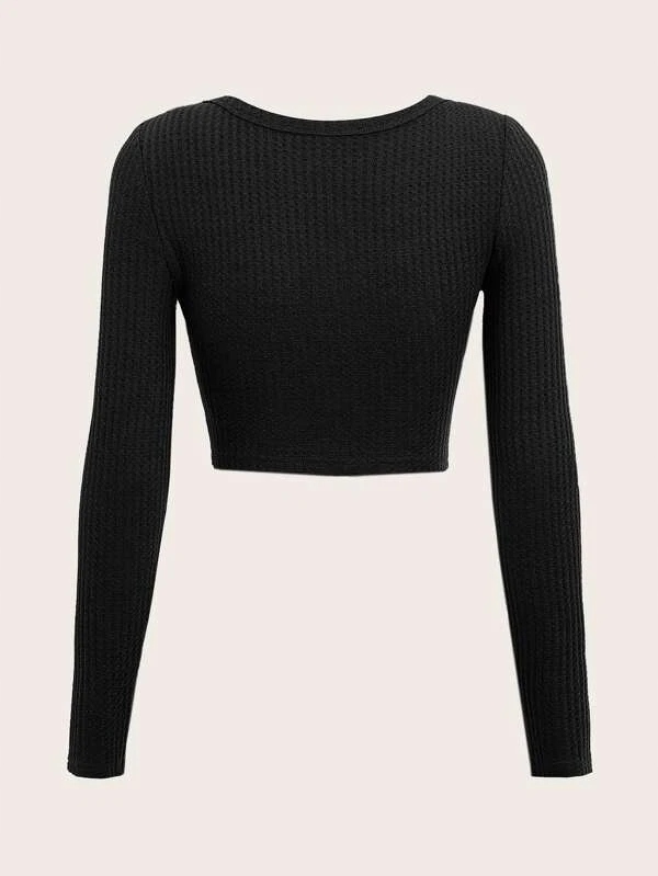 bLUZKA CROP TOP DŁUGI RĘKAW TŁOCZENIA krótka koszulka 