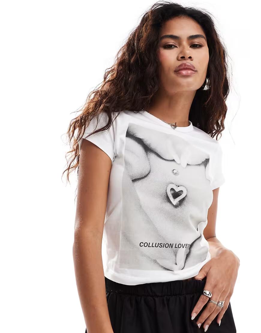 T-SHIRT OKRĄGŁY DEKOLT PRINT