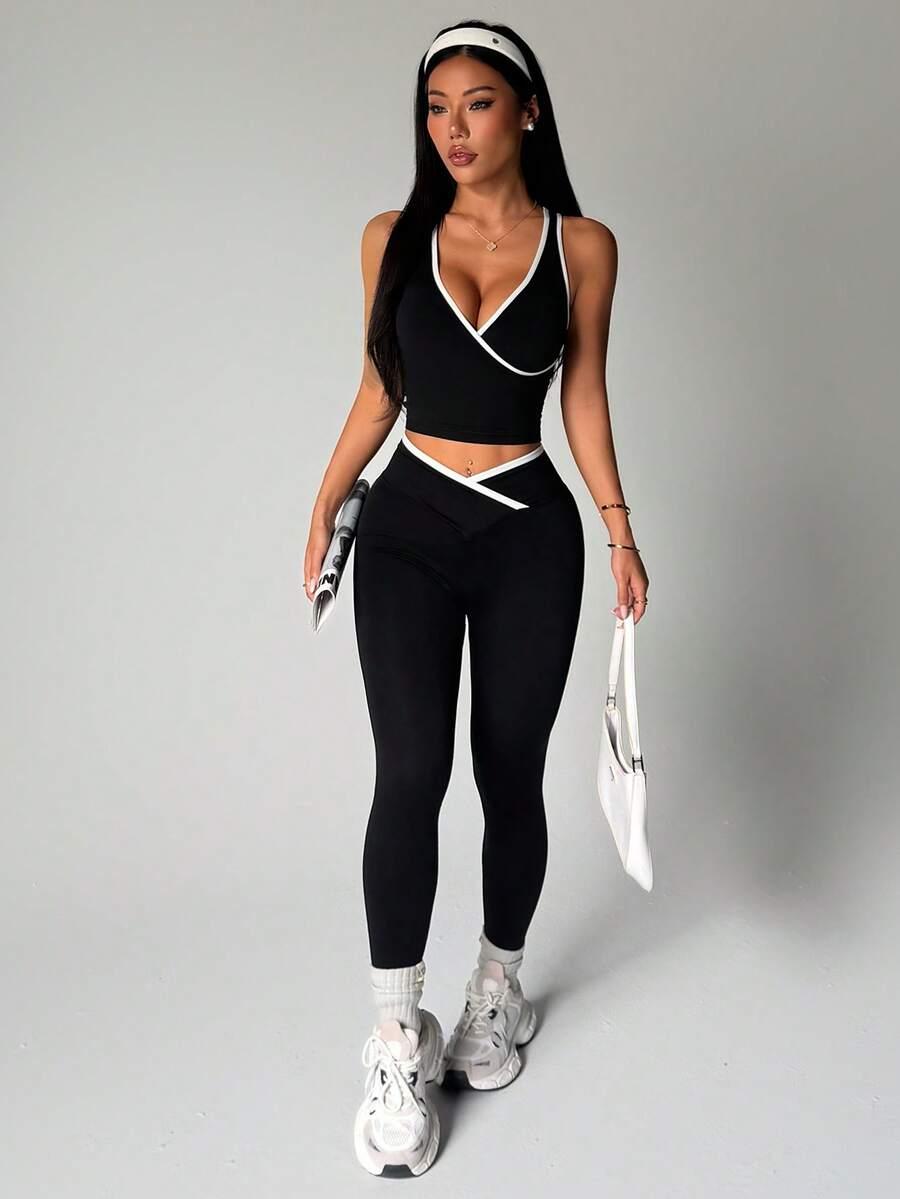 czarne legginsy casual