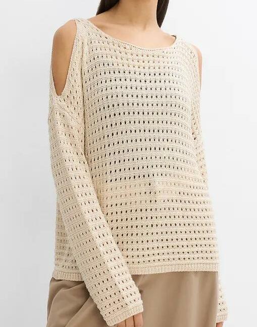 BEŻOWY SWETER AŻUROWY